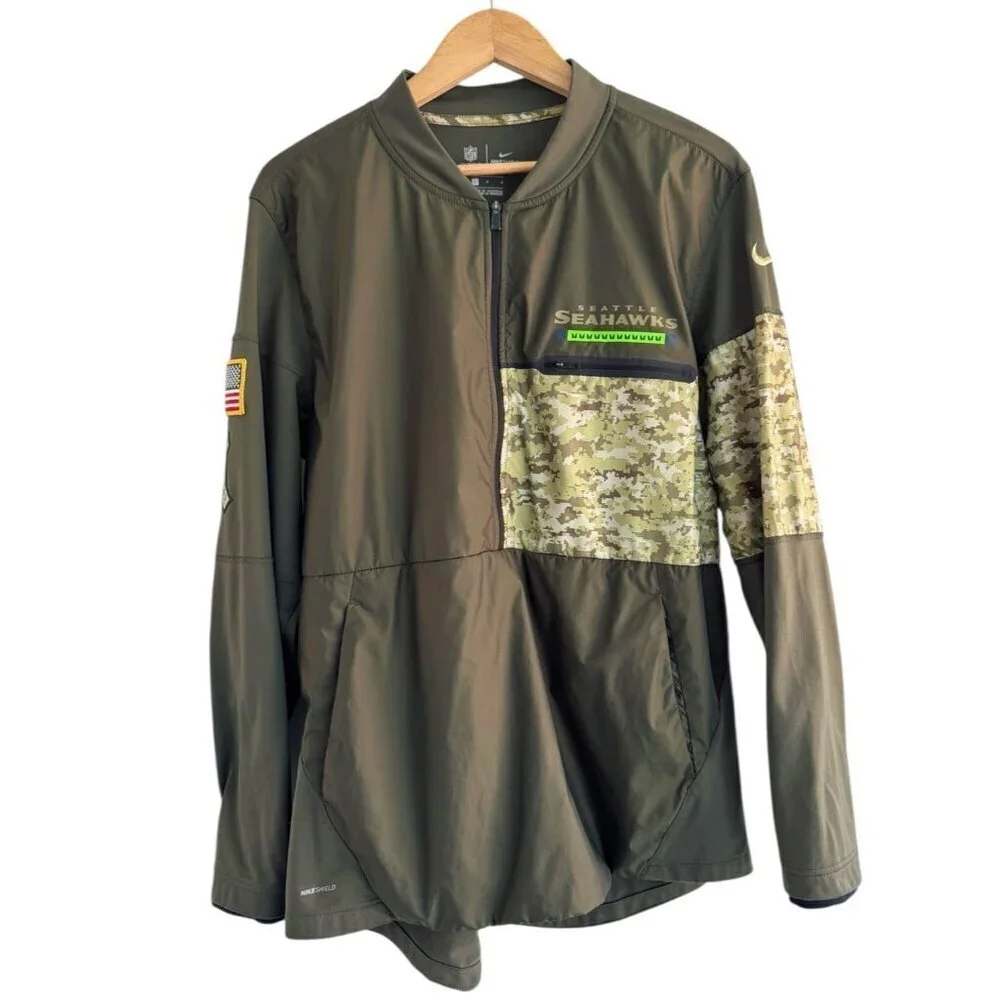 Nike Shield Seattle Seahawks Salute To Service Hybrid Jacket Men's L Army Green